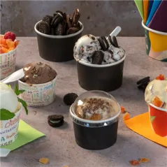 POTS À GLACES  150 ML 250 + 18PE G/M2 Ø 8,5x4,5 CM NOIR CARTON (2000 UNITÉ)