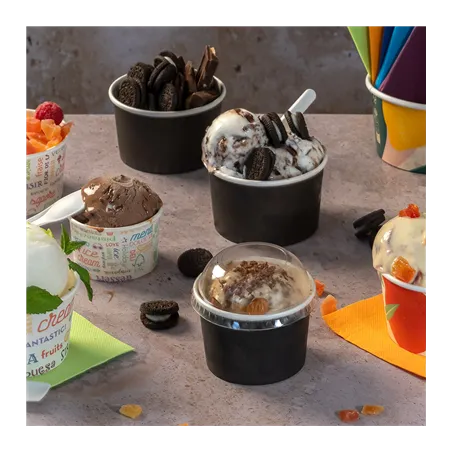 POTS À GLACES  150 ML 250 + 18PE G/M2 Ø 8,5x4,5 CM NOIR CARTON (2000 UNITÉ)