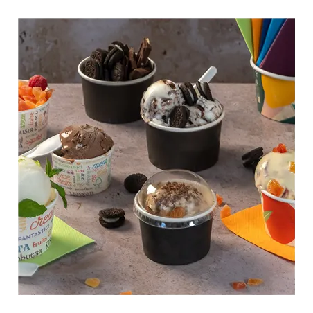 POTS À GLACES  240 ML 250 + 18PE G/M2 Ø 9,4x5,5 CM NOIR CARTON (2000 UNITÉ)