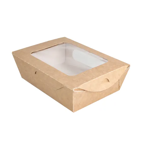 BOÎTES AVEC FENÊTRE POUR SALADE  700 ML - 23,3 oz 391 G/M2 + PE 16x12x5 CM MARRON CARTON (200 UNITÉ)