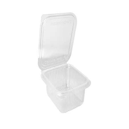 CONTENANTS AVEC CHARNIÈRE  500 ML 13,5x12,5x5,6 CM TRANSPARENT PLA (600 UNITÉ)