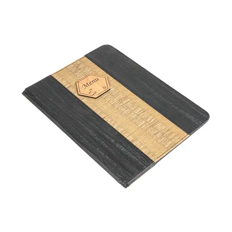 PORTE MENU 8 POCHETTES DIN-A4   22x31 CM NOIR PVC (1 UNITÉ)
