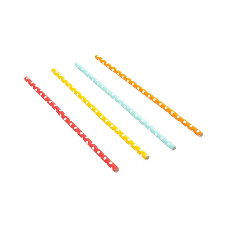 PAILLES DROITES À POIS PAPER  Ø0,60x21 CM ASSORTI PAPIER (3000 UNITÉ)