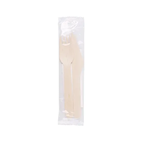 SET 3/1 COUVERTS +SERVIETTE WOOD 'MAKAN'  16 CM NATUREL BOIS (100 UNITÉ)