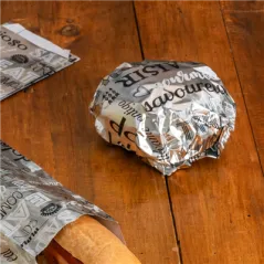 PAPIER INGRAISSABLE BASKET 'PAROLE' 35+20 G/M2 31x38 CM ARGENTE PARCHEMIN + ALUMINIUM (1000 UNITÉ)