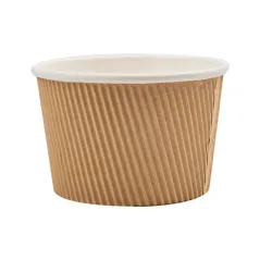 POTS DOUBLE PAROI, ONDULÉ 500 ML - 16,6 OZ 280 + 250 + 18PE G/M2 Ø11,5/8,8x7,5 CM MARRON CARTON (500 UNITÉ)