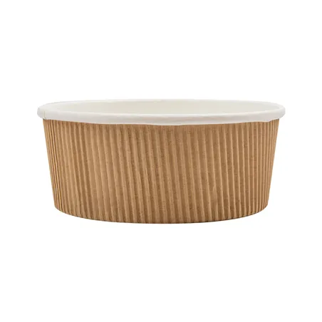 POTS DOUBLE PAROI, ONDULÉ  780 ML - 26 oz 280 + 250 + 18PE G/M2 Ø15/12,8x6 CM MARRON CARTON (250 UNITÉ)