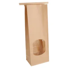 SACS SOS AUTO-FERMETURE AVEC FENÊTRE  1300 GR 60 G/M2 + 25µ OPP 9+6x25 CM NATUREL KRAFT (500 UNITÉ)