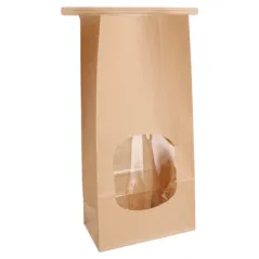 SACS SOS AUTO-FERMETURE AVEC FENÊTRE  1800 GR 60 G/M2 + 25µ OPP 12+6,5x24,6 CM NATUREL KRAFT (500 UNITÉ)