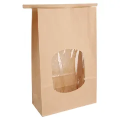 SACS SOS AUTO-FERMETURE AVEC FENÊTRE  2500 GR 60 G/M2 + 25µ OPP 15,5+7x24,2 CM NATUREL KRAFT (500 UNITÉ)