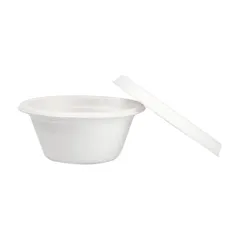 MINI POTS + COUVERCLES BIONIC 60 ML Ø 6,9x3+0,7 CM BLANC BAGASSE (1000 UNITÉ)