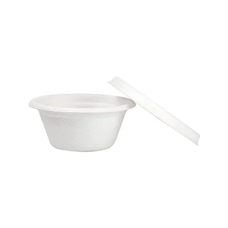 MINI POTS + COUVERCLES BIONIC 60 ML Ø 6,9x3+0,7 CM BLANC BAGASSE (1000 UNITÉ)