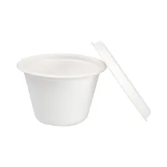 MINI POTS + COUVERCLES BIONIC 120 ML Ø7,4x5,1+0,7 CM BLANC BAGASSE (800 UNITÉ)