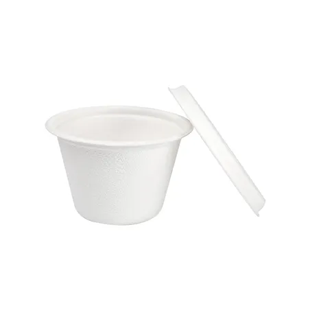 MINI POTS + COUVERCLES BIONIC 120 ML Ø7,4x5,1+0,7 CM BLANC BAGASSE (800 UNITÉ)