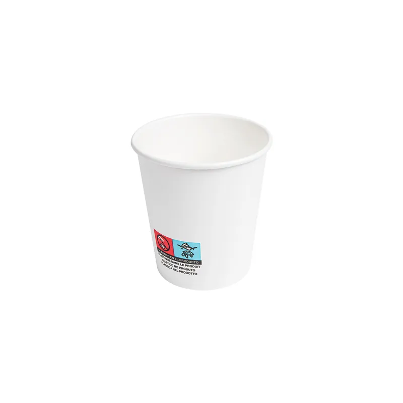 GOBELETS BOISSONS CHAUDES 1 PAROI  180 ML - 6 oz 260 + 18 PE G/M2 Ø7,2/5,3x7,8 CM BLANC CARTON (1000 UNITÉ)