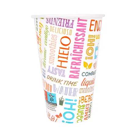 GOBELETS BOISSONS CHAUDES 1 PAROI 'PAROLE' 360 ML - 12 oz 265 + 18PE G/M2 Ø8/5x12 CM BLANC CARTON (2000 UNITÉ)