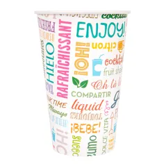 GOBELETS BOISSONS CHAUDES 1 PAROI 'PAROLE' 480 ML - 16 oz 280 + 18PE G/M2 Ø9/6x12,6 CM BLANC CARTON (1000 UNITÉ)