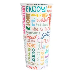 GOBELETS BOISSONS CHAUDES 1 PAROI 'PAROLE' 660 ML - 22 oz 280 + 18PE G/M2 Ø9/6x17 CM BLANC CARTON (1000 UNITÉ)