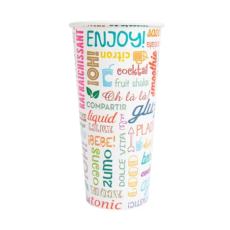 GOBELETS BOISSONS CHAUDES 1 PAROI 'PAROLE' 660 ML - 22 oz 280 + 18PE G/M2 Ø9/6x17 CM BLANC CARTON (1000 UNITÉ)