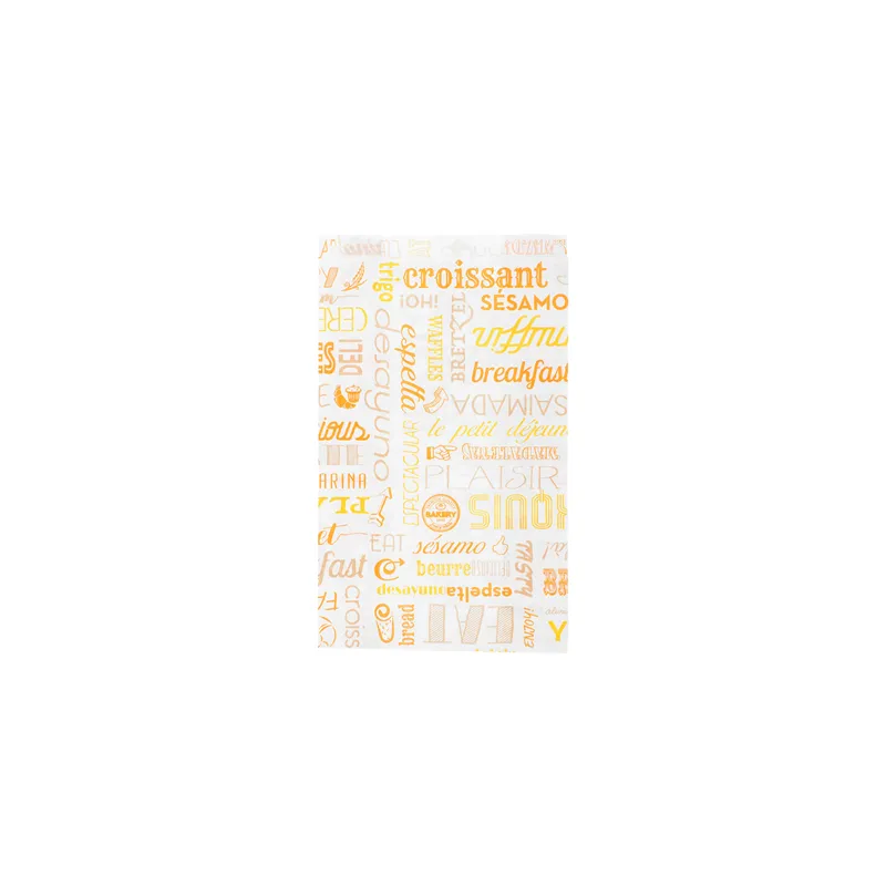 SACHETS CROISSANTS 'ORANGE PAROLE' 33 G/M2 12+5x22 CM BLANC CELLULOSE (500 UNITÉ)