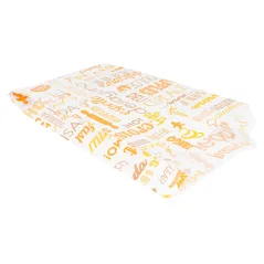 SACHETS CROISSANTS 'ORANGE PAROLE' 33 G/M2 12+5x22 CM BLANC CELLULOSE (500 UNITÉ)