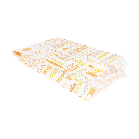 SACHETS CROISSANTS 'ORANGE PAROLE' 33 G/M2 12+5x22 CM BLANC CELLULOSE (500 UNITÉ)
