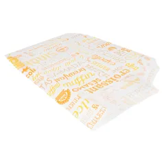 SACHETS CROISSANTS 'ORANGE PAROLE' 33 G/M2 14+7x22 CM BLANC CELLULOSE (500 UNITÉ)