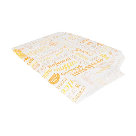 SACHETS CROISSANTS 'ORANGE PAROLE' 33 G/M2 14+7x22 CM BLANC CELLULOSE (500 UNITÉ)