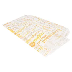 SACHETS CROISSANTS 'ORANGE PAROLE' 33 G/M2 14+7x26 CM BLANC CELLULOSE (500 UNITÉ)