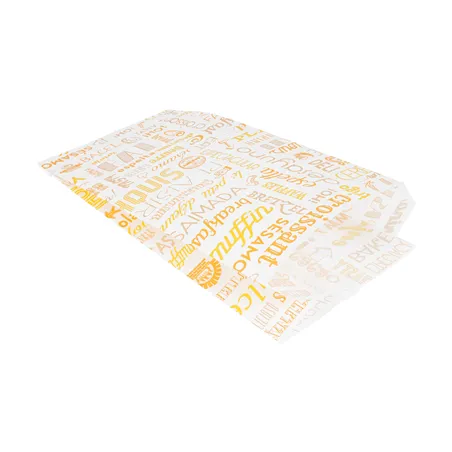 SACHETS CROISSANTS 'ORANGE PAROLE' 33 G/M2 14+7x26 CM BLANC CELLULOSE (500 UNITÉ)