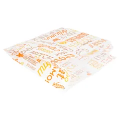 SACHETS CROISSANTS 'ORANGE PAROLE' 33 G/M2 12+5x14 CM BLANC CELLULOSE (500 UNITÉ)