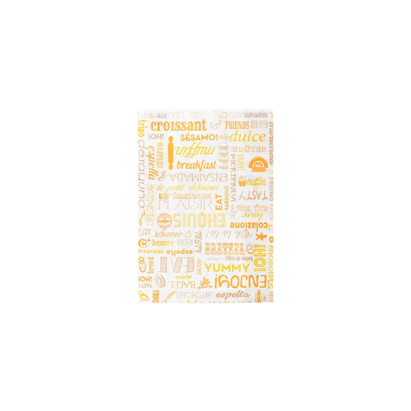 SACHETS CROISSANTS 'ORANGE PAROLE' 33 G/M2 19+8x26 CM BLANC CELLULOSE (500 UNITÉ)