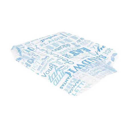 POCHETTES HAMBURGERS 'BLUE PAROLE' 32 G/M2 14+7x22 CM BLEU PARCH.INGRAISSABLE (500 UNITÉ)