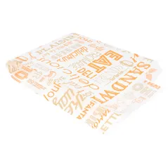POCHETTES HAMBURGERS 'ORANGE PAROLE' 32 G/M2 12+7x18 CM ORANGE PARCH.INGRAISSABLE (500 UNITÉ)