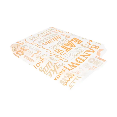 POCHETTES HAMBURGERS 'ORANGE PAROLE' 32 G/M2 12+7x18 CM ORANGE PARCH.INGRAISSABLE (500 UNITÉ)