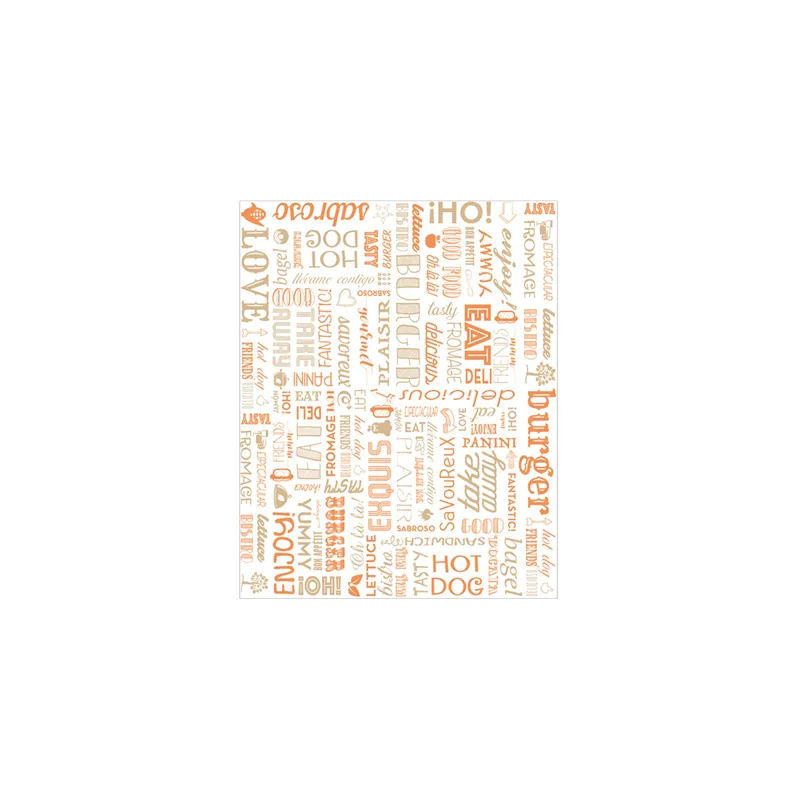 PAPIER INGRAISSABLES FAST FOOD 'ORANGE PAROLE' 35 G/M2 28x34 CM BLANC PARCH.INGRAISSABLE (1000 UNITÉ)