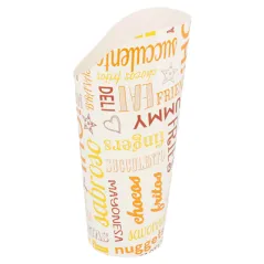GOBELETS À FRITES OUVERT 'PAROLE' 22 OZ - 660 ML 250 + 18PE G/M2 Ø8,5x18 CM BLANC CARTON (50 UNITÉ)