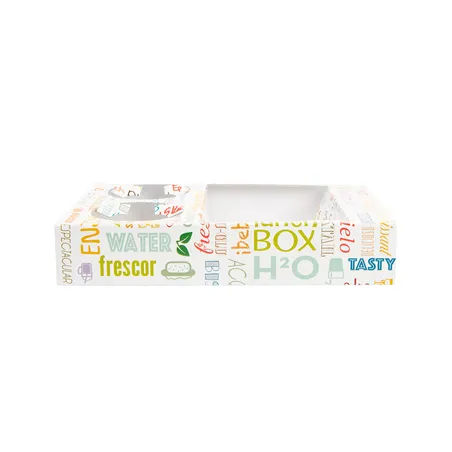 PLATEAUX REPAS À EMPORTER 2 VERRES+2 COMPART. 'PAROLE'  450 G/M2 26x19x5 CM BLANC CARTON (200 UNITÉ)