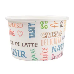POTS À GLACES 'PAROLE' 120 ML 210 + 18 PE G/M2 Ø7,7x4,7 CM BLANC CARTON (2000 UNITÉ)