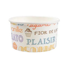 POTS À GLACES 'PAROLE' 90 ML 210 + 18 PE G/M2 Ø7,2x4 CM BLANC CARTON (2000 UNITÉ)