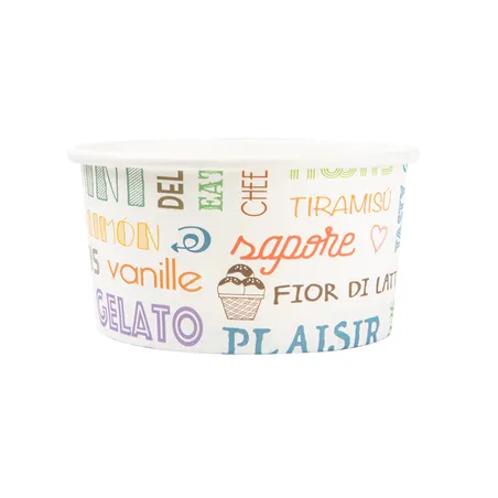 POTS À GLACES 'PAROLE' 180 ML 250 + 18 PE G/M2 Ø 8,7x5,2 CM BLANC CARTON (2000 UNITÉ)