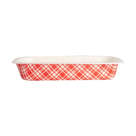 BARQUETTES THERMO FIXANTES GN1/4 'VICHY' 1210 ML 430 G/M2 + 25G/M2 PET 26,3x16x4,5 CM BLANC CARTON (400 UNITÉ)