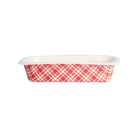 BARQUETTES THERMO FIXANTES GN1/4 'VICHY' 1450 ML 430 G/M2 + 25G/M2 PET 26,3x16x5,5 CM BLANC CARTON (360 UNITÉ)