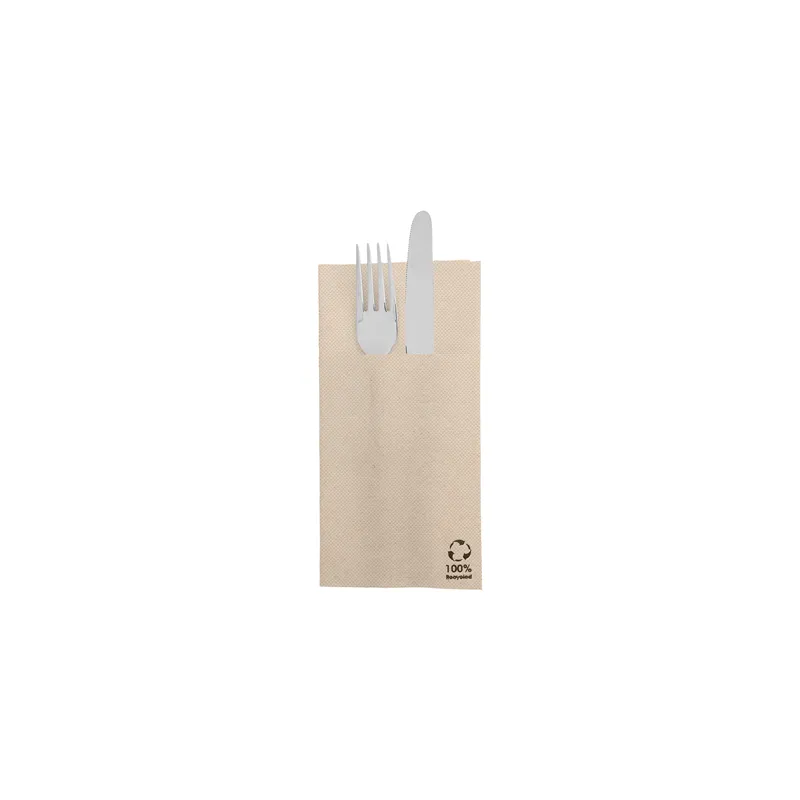 SERVIETTES KANGOUROU DOUBLE POINT  19 G/M2 39x40 CM NATUREL OUATE RECYCLÉE (1400 UNITÉ)