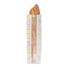 SACHETS BAGUETTE ROND AVEC FENÊTRE ECO PFAS FREE 'PAROLE - JUST PAPER' 32 G/M2 9+4,5x30 CM BLANC PARCH.INGRAISSABLE (250 UNITÉ)