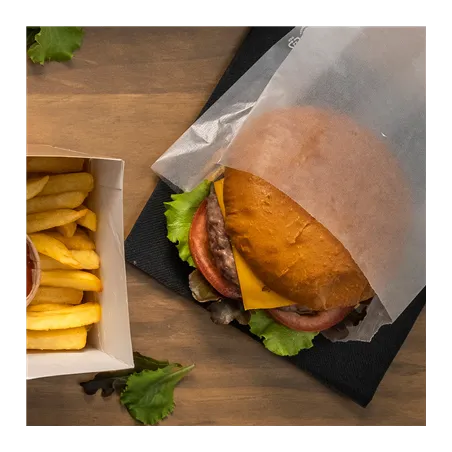 SACHETS POUR SANDWICHES AVEC FENÊTRE ECO PFAS FREE 'JUST PAPER' 30 G/M2 14+6x23 CM TRANSLUCIDE PAPIER CRISTAL (250 UNITÉ)