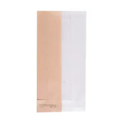 SACHETS POUR SANDWICHES AVEC FENÊTRE ECO PFAS FREE 'JUST PAPER' 38 G/M2 9+5,5x18 CM NATUREL PARCH.INGRAISSABLE (250 UNITÉ)