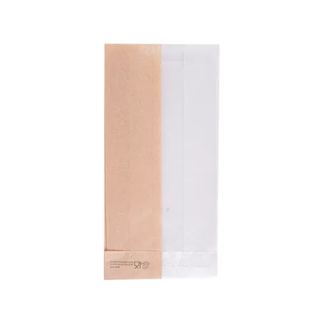 SACHETS POUR SANDWICHES AVEC FENÊTRE ECO PFAS FREE 'JUST PAPER' 38 G/M2 9+5,5x18 CM NATUREL PARCH.INGRAISSABLE (250 UNITÉ)