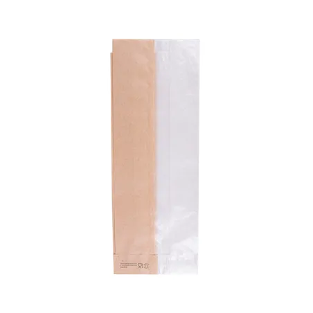 SACHETS POUR SANDWICHES AVEC FENÊTRE ECO PFAS FREE 'JUST PAPER' 40 G/M2 9+5,5x26 CM NATUREL PARCH.INGRAISSABLE (250 UNITÉ)