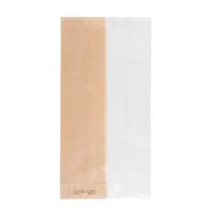 SACHETS POUR SANDWICHES AVEC FENÊTRE ECO PFAS FREE 'JUST PAPER' 38 G/M2 12+6x23 CM NATUREL PARCH.INGRAISSABLE (250 UNITÉ)